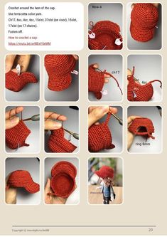 instructions to crochet an adorable little red dog with a heart on its tail