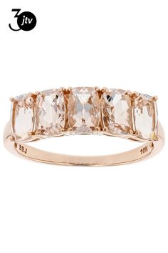 2.04ctw Rectangular Cushion Morganite 10k Rose Gold Ring. Measures Approximately 0.74"L x 0.24"W. Rectangular Cushion, Morganite, 10k Gold, Rose Gold Ring, Gold Ring, Gold Rings, Rose Gold, Ring, Gold