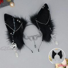 Qteee - Premium Faux Fur Fox Ears Headband - Exquisite Cosplay Snake Chain Design Fox Ears Headband, Therian Gear, Fox Ears, Ears Headband, Chain Design, Animal Ears, Ear Headbands, Dark Fashion, Fox Fur