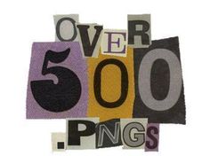 the words over 500 are made up of different types of letters and numbers in black, yellow, purple, and grey