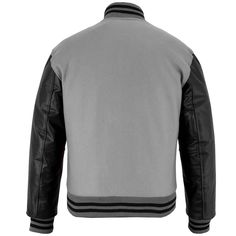 Varsity Letterman Baseball Light Grey Wool and Black Genuine Leather Sleeves Jacket with Black Trims If your required Size & Color Combination is not listed then please contact with us We will respond you as soon as possible the estimated time is 12 Hours, All Sizes & Color Combinations are Available. The quality of the varsity jacket is the finest in the field. 100% high quality Wool. A fine quilt lining with Wool trimmed inside pocket are all part of the complete package. Each varsity jacket d Casual Gray Long Sleeve Varsity Jacket, Grey Letterman Jacket, Gray Long Sleeve Varsity Hoodie, Varsity Jacket With Double-lined Hood, Team-colored Varsity Jacket With Baseball Collar For Streetwear, Leather Sleeve Jacket, School Jacket, Varsity Letterman Jackets, Leather Sleeves