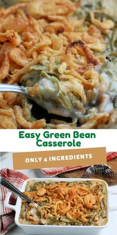 an easy green bean casserole recipe with only 4 ingredients