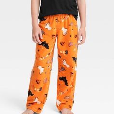 Kids' Halloween Matching Family Fleece Pajama Pants - Hyde & Eek! Orange L Kids Sleepwear Nwt Casual Halloween Pajama Party Bottoms, Casual Bottoms For Halloween Pajama Party, Casual Bottoms For Pajama Party And Halloween, Playful Bottoms With Elastic Waistband For Fall, Fuzzy Pajama Pants, Boys Pajama Pants, Girls Pajama Pants, Boys Christmas Pajamas, Floral Pajama Pants