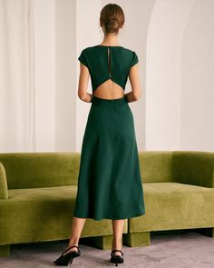 Rihoas Green Dress, Platform Slip Ons, Cutout Midi Dress, Athleisure Tops, Green Dresses, Embroidered Wedding, Mom Dress, Perfect Wardrobe, Green Midi Dress