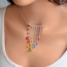 Boho Style Summer, Bead Hair Accessories, Happy Jewelry, Schmuck Diy, Yellow Quartz, Jewelry Photoshoot, Rainbow Jewelry, Rainbow Necklace, Peridot Gemstone