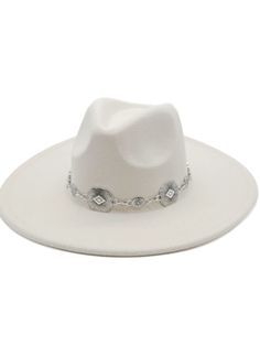 Carry your spirit with you wherever you go when you wear this fedora hat. A playful chain detail and flat brim make it easy to pair with any outfit, while an adjustable strap inside ensures that it fits perfectly. Made of felt, this hat is both practical and stylish! Fedora hat Chain strap detail Flat brim Adjustable inside One size fits most Felt material Crown height 4.5" Brim 3.5" Chic Adjustable Fedora For Party, Trendy Curved Brim Fedora For Festival, Elegant Adjustable Fedora Felt Hat, Trendy Curved Brim Felt Hat For Festivals, Trendy Short Brim Felt Hat For Festivals, Trendy Adjustable Fedora For Festival, Chic Adjustable Fedora For Festivals, Trendy Wide Brim Felt Hat For Festivals, Party Fedora With Adjustable Flat Crown