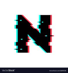 the letter n is made up of squares and dots in black, blue, red and green