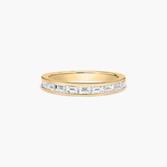 18K Yellow Gold Baguette Wedding Ring ( .70 CTW.). Designed to fit together, side by side, with the same shapes, sizes and setting styles of the engagement ring. Striking and symmetrical! Channel Set Baguette Ring, Matching Engagement Rings, Baguette Wedding Ring, Baguette Wedding Rings, Baguette Ring, Channel Setting, Diamond Wedding Ring, Diamond Settings, Engagement Ring Styles