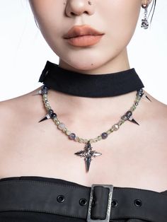 Punk Cross Charm Agate Beaded Necklace | Jewelry | Three Fleas Thigh Chain, Gender Fluid, Punk Inspiration, Accessories Brand, Romantic Roses, Creative Team, Cross Charms, Trendy Accessories, Agate Beads