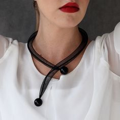 Black mesh bead choker, Short necklace, Contemporary necklace, Red black adjustable size necklace, Fashion collar, Stylish necklace, Modern Lovely short adjustable black necklace with mesh and beads. Contemporary casual style choker . Necklace is on memory wire and adapts to your neck size. You can also adjust her to fit as tight or relaxed to your neck. Necklace is hypoallergenic,  light, breathable and very comfortable to wear. Simple modern effective collar. Necklace total length: 22"/ 56 cm Necklace is available in other accent (secondary) colors (choose in options). Jewelry set  in same design is available (Choose in options). Please send me a message if you have any questions or doubts. I will gladly answer to you. Search out my shop maybe you will find something for your loved ones Black Choker Necklaces For Party, Evening Black Bead Choker Necklace, Evening Black Beads Choker Necklace, Evening Black Beaded Choker Necklace, Black Choker Necklace For Evening, Chic Adjustable Black Choker, Adjustable Beaded Choker For Evening, Adjustable Black Beads Choker, Adjustable Choker Necklace For Party