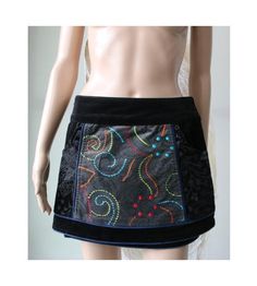 Black Gray Velvet Skirt  Adjustable Waistline Skirt Wrap Cotton Skirt Embroidered Mini Skirt S/M Size > The circumference is adjustable with snaps. > 100% Cotton > Wrap Style Skirts to adjust to almost every size > Unlined NOTE. Actual colors may vary. This is due to the fact that each monitor has different options for displaying colors, and everyone sees these colors in their own way. PLEASE, look the actual measurements in description which are taken by hand and thus show the actual size. Meas Fitted Patchwork Skirt For Festival, Festival Fitted Patchwork Skirt, Embroidered Mini Skirt For Festival, Fitted Embroidered Black Mini Skirt, Mini Rock, Skirt Wrap, Velvet Skirt, Grey Velvet, Cotton Skirt