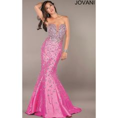 Brand New, Unworn, With Tags Jovani Strapless Mermaid Prom Dress Color: Fuchsia Size:0 Beautiful Jovani Prom Dress (Style No. 944) Metallic Multicolor Iridescent Gems *Some Have Minor, Barely Noticeable Scratches-Normal Wear And Tear From Being Tried On Strapless Hidden Zipper In Back Bra Support Fits True To Size Plunging Cutout Neckline Wedding Dress Uk, Long Mermaid Dress, Wedding Dresses Uk, Prom Dresses Jovani, Pink Wedding Dress, Pink Wedding Dresses, Prom Dress Styles, Jovani Dresses, Pink Bridal