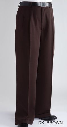 Daniel Ellissa Men's Wide Leg Pants - Double Pleated Dark Brown Dress Pants, Mens Wide Leg Pants, Brown Pants Men, Dark Brown Pants, Brown Slacks, Mens Slacks, Brown Dress Pants, Black Wide Leg Pants, Wide Leg Dress Pants