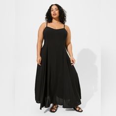 Torrid Trapeze Maxi Dress Black Size 0 New With Tags!! Tall Girl Dresses, Plus Size Skater Dress, Black Beachwear, Kimono Shrug, Red Dress Maxi, Trapeze Dress, Column Dress, Dress Images, Plus Size Maxi