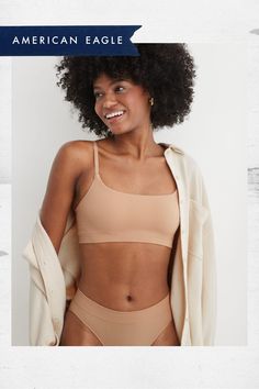 Your fave seamless fabric in the tried and true scoop silhouette! Plus: this bralette is Real Good and made with our planet in mind./Real Good Ribbed fabric with a pretty texture & great fit. Feels like a hug!/Adjustable straps for a fit that's all Y Tried And True, A Hug, Our Planet, Ribbed Fabric, Bralette, Women's Jeans, American Eagle Outfitters, American Eagle, Adjustable Straps