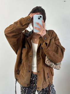 Bomber jacket in genuine leather oversize brown suede chaqueta de cuero giacca di vera pelle biker  Enjoy a discount on lots:  ⭐️ -5% from 2 items  ⭐️ -10% from 3 items  ⭐️ -15% from 4 items  Contact me by dm for a lot 🤗  ❤️ SUBSCRIBE IF YOU ARE LOOKING FOR VINTAGE PIECES AND LEATHER JACKETS (MY PASSION) I ADD ALMOST EVERY DAY  Oversized jacket in real leather. Some traces and wear marks, lacing details, refer to photos.  📏 Size and measurements  Will fit a S,M or L for an oversize cut.  This Oversized Jacket, Cow Boy, Brown Suede, Suits You, Real Leather, Cowboy, Bomber Jacket, Genuine Leather, Jackets For Women