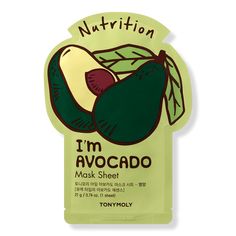 Avocado I Am Sheet Mask - TONYMOLY | Ulta Beauty Avocado Nutrition, Avocado Mask, Avocado Face Mask, Essence Water, Facial Sheet Mask, Mask Sheet, Dry Face, Tony Moly, Sheet Mask