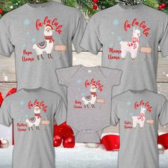 Llama Christmas T Shirts THIS LISTING IS FOR ONE SHIRT ONLY DIRECT TO GARMENT PRINTING How to order: Select Size. Select Shirt Color. Provide the following information Custom Name: (for Ex. Mama, Papa, Baby, Brother, Sister, Granny...etc) To order multiple shirts you will need to repeat this process and add it to your cart, then you can checkout all at the same time. We use first Quality T shirt pre-shrunk cotton. WE STRONGLY RECOMMEND TO TAKE A LOOK AT THE CHART SIZE FOR SIZE INFORMATION ✔The p Christmas Shirts Family, Christmas Llama, Papa Baby, Llama Christmas, Llama Shirt, Family Matching Shirts, Family Matching Christmas, Matching Christmas Shirts, Truck Shirts