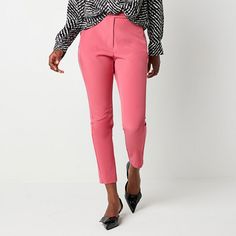 Choose this pair of women's ankle pants from Worthington for a sleek, smooth finish that elevates a casual look when worn with a sweater or tee and heels. They are cut for a slim-fit in a mid-rise from a stretch-twill fabric with a side zip fastening.Front Style: Flat FrontClosure Type: Button & ZipperFit: Regular FitPockets: 2 Back Slip Pockets, 2 Side Zip PocketsRise: At WaistFiber Content: 92% Polyester, 8% SpandexFabric Description: WovenInseam: 28 InLeg Style: Slim LegCare: Tumble Dry, Mach Ankle Pants Women, Tall Pants, Petite Pants, Ankle Length Pants, Slim Fit Pants, Formal Looks, Slim Pants, Twill Fabric, Ankle Pants