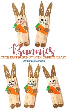 Craft Stick Bunny Craft Easter Crafts Preschool, Bunny Craft, April Crafts, Easter Arts And Crafts, Eggs Easter, Easter Projects