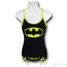 https://www.superherostuff.com/batman/camisole-panty-set/batman-womens-camisole-and-panty-set-glow-in-dark.html?itemcd=campantbatgirlset Halloween Stretch Sleeveless Tank Top, Summer Stretch Tops For Cosplay, Stretch Tops For Summer Cosplay, Black Sleeveless Tank Top For Rave, Camisole Set, Glow In Dark, Womens Camisoles, Wash Bags, Cut And Style