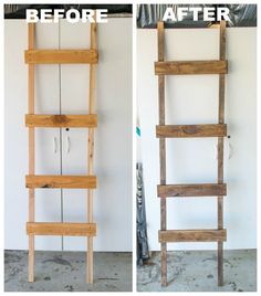 before and after photos of a wooden ladder