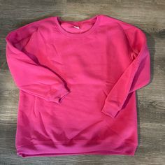 Hot Pink Sweatshirt. Very Soft And Stretchy. Size Medium. Never Worn. Basic Pink T-shirt For Fall, Pink Basic Sweatshirt With Relaxed Fit, Oversized Pink Plain Tops, Pink Relaxed Fit Basic Sweatshirt, Plain Pink Tops For Fall, Basic Pink Cotton Sweatshirt, Basic Pink Long Sleeve Sweatshirt, Basic Pink Sweatshirt For Fall, Basic Long Sleeve Pink Sweatshirt