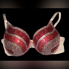 Welcome, Gorgeous Sparkly Crystal Rhinestone Bra! Made To Last Permanent Design Can Be Worn Many Times With All Different Outfits For Dancers Or Costumes! Looks Fab Underneath A Sheer Top Or Dress! Colours;Light Rose Pink Fuchsia Pink Crystal To Make Colour Changes;Add To Bundle Comment Or Send A Message, Style; Standard Padded Cups If You Would Like Extra Padding Or Natural Boost (No Padding) Or Don’t See Your Size Available Please Add To Bundle To Discuss Comment Or Send A Message After Purcha Rhinestone Bra Diy, Rhinestone Pasties, Bedazzled Bra, Burlesque Bra, Decorated Bras, Bra Ideas, Bling Bra, Bead Bra, Crystal Bra