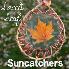 a hand holding a glass suncather with a leaf on it and the words laced leaf attached to it