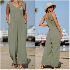 Cupshe V-Neck Bow Tie Backless Jumpsuit New With Tag Brand Tag Size Xs Details V-Neck Bow Tie Backless Jumpsuit / Sleeveless / V-Neckline / Fabric Color 100% Rayon Green V-neck Jumpsuits And Rompers For Beach Season, Summer Solid V-neck Jumpsuits And Rompers, Summer V-neck Fitted Jumpsuits And Rompers, Chic V-neck Jumpsuits And Rompers For Beach Season, V-neck Solid Color Jumpsuits And Rompers For Vacation, Beach V-neck Solid Color Jumpsuits And Rompers, Green V-neck Jumpsuits And Rompers For Summer, Chic V-neck Jumpsuits For Beach Season, Green V-neck Jumpsuit For Summer