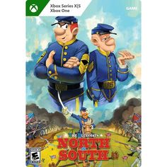 an image of two cartoon characters on the cover of north south board game box art