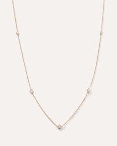 Station Necklace, Bezel Diamond, Gold Diamond, Jewelry Collection, Gold