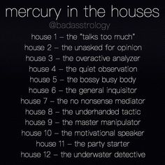 a poster with the words mercuy in the houses on it