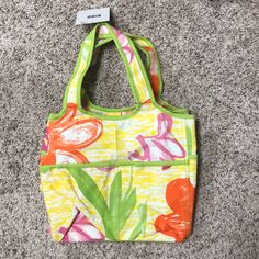 Nwt Adorable Tote W/Waterproof Inside. Large Pockets On Front & Back! Love The Big Pink & Orange Flowers. Square Flat Bottom Measures 8”X13”. 11” Y’all Plus Handles. So Cute! Cute Yellow Bags For Spring, Casual Reversible Bags For Spring, Casual Reversible Spring Bags, Casual Yellow Bags With Pockets, Cute Yellow Cotton Bags, Fun Yellow Summer Bags, Fun Yellow Summer Bag, Pink Square Box Bag With Handles, Playful Yellow Everyday Bag