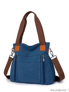 BagForLove - Versatile Tote Bag: Stylish Casual Blue Canvas Bag With Pockets, Trendy Blue Canvas Satchel, Blue Canvas Bag With Zipper For Daily Use, Casual Handheld Canvas Bag With Zipper Pocket, Casual Canvas Shopping Bag With Zipper Pocket, Casual Canvas Bag With Zipper For Shopping, Casual Shoulder Bag With Zipper Pocket For Shopping, Casual Blue Canvas Bag With Zipper Pocket, Casual Blue Canvas Hobo Bag