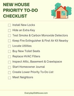 the new house priority to do checklist