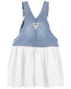 Baby Denim Eyelet Jumper Dress from carters.com. Shop clothing & accessories from a trusted name in kids, toddlers, and baby clothes. Denim Jumper Dress, Toddler Girl Shorts, Girls Overalls, Denim Jumper, Baby Girl Shorts, Unisex Dress, Toddler Girl Dresses, Toddler Girl Outfits