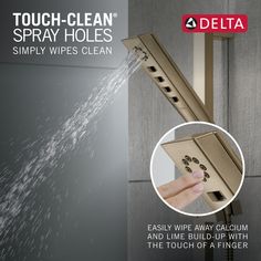 Experience a better shower with the control and flexibility of a Delta® hand shower. Great for showering yourself or your loved ones and pets, as well as for keeping your shower and tub clean. Our H2Okinetic® Showers with PowerDrench® Spray look different because they are different. H2Okinetic showers are powered by an innovative technology that sculpts the water into a unique wave pattern, giving you the feeling of more water and water pressure. Delta WaterSense labeled faucets, showers and toi Tub Cleaner, Slide Bar, Champagne Bronze, Innovative Technology, Shower Cleaner, More Water, Water Pressure, Save Water, Wave Pattern