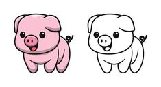 two cartoon pigs standing next to each other with their mouths open and one pig sticking its tongue out