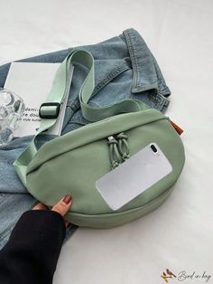 BirdinBag - Adjustable Strap: Green Minimalist Fanny Pack with Casual Style Trendy Green Belt Bag For Everyday, Casual Green Belt Bag For Everyday Use, Trendy Green Belt Bag For Daily Use, Green Casual Belt Bag For Daily Use, Casual Green Belt Bag For Daily Use, Green Minimalist, Waist Bags, Word Wrap, Green Bag