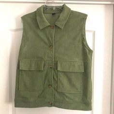 Shein Button-Down, Corduroy, Sleeveless Vest With 2 Front Pockets. Sage Green. Nwot Shein Vest, Shein Jackets, Vest Outfit, Green Square, Vest Women, Sleeveless Vest, Womens Vest, Sage Green, Halloween Costume