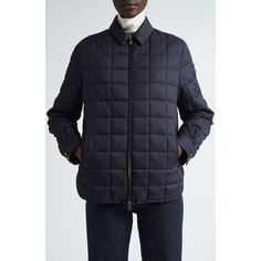 "Find MONCLER Square Quilted Down Puffer Jacket on Editorialist. The label known for its impeccable outerwear refreshes the wardrobe-essential puffer jacket textured with unique square quilting and insulated with plush down. 28\" length (size 8) Two-way front-zip closure Spread collar Snap cuffs Front welt pockets Lined, with 90% down, 10% feather fill (Romania) Machine wash, line dry Made in Romania Designer Clothing" Duck Down Quilted Jacket With Padded Collar, Luxury Duck Down Puffer Jacket With Padded Collar, Luxury Quilted Down Jacket With Padded Collar, Luxury Down Outerwear With Padded Collar, Designer Quilted Nylon Puffer Jacket, Designer Quilted Nylon Outerwear, Designer Quilted Down Puffer Jacket, Designer Down Puffer Jacket, Luxury Duck Down Puffer Outerwear