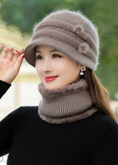 Fine Khaki Comfortable Scarf Hat Set Rabbit Hair Knit Warm FleeceMade of fine The rabbit wool blend. Warm FleeceHat Circumference: 58cm/22.62". Matches easily with daily hairstyle, dresses & Shirts Daily Hairstyles, Fleece Hat, Hat Set, Scarf Hat, Grey Shoes, The Rabbit, Nike Outfits, Red Purple, Hat Designs