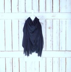 "Handmade large black gauzy crinkled cotton blend wrap shawl scarf/oversized lightweight black scarf/unisex raw hem fringe scarf Measurements... -length: 76\" -width: 56\" Features... -lightweight gauzy cotton/poly blend -raw fringe edges -oversized design perfect for use as a shawl, scarf or cover up -the perfect layering piece -handmade in California -made to order" Oversized Chic Shawl, Chic Oversized Shawl, Black Cotton Scarf For Winter, Black Shawl Scarf For Summer, Black Cotton Scarves For Winter, Black Cotton Winter Scarf, Black Summer Shawl Scarf, Black One Size Summer Scarves, Black Scarf For Fall