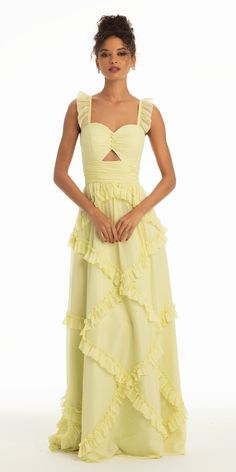 Camille La Vie Sweetheart Chiffon Ruffle Dress with Keyhole Front missy / 00 / yellow Feminine Dresses With Heart-shaped Neckline And Ruffles, Feminine Dresses With Ruffles And Heart-shaped Neckline, Cute Formal Dresses, Evening Gala, Chiffon Ruffle Dress, Prom Dress Inspo, Beauty In Simplicity, Prom Dress Inspiration, Cute Prom Dresses