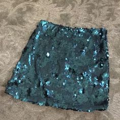 Sequin Teal Blue/Green Mini Skirt Nwot Blue Sequined Skirt For Spring, Blue Sequined Mini Skirt For Spring, Blue Sequin Mini Skirt, Sequence Skirts, Teal Skirt Outfit, Bedazzled Skirt, Red Velvet Skirt, Teal Skirt, Layered Mini Skirt