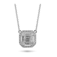 18k White Gold 10MM 34 Round Diamonds = .15 carats 6 Baguette Diamonds = .34 carats 18" Cable Chain 2 Extra Jumprings 3.57 Grams Baguette Diamonds, Baguette Diamond, Cable Chain, Baguette, Dog Tag Necklace, Round Diamonds, Diamond Necklace, Cable, Diamonds