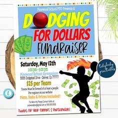 this is an image of a flyer for a fundraiser event with the words do doing for dollars fundraiser