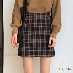 Lasaky - Stylish Black Plaid Pencil Skirt with Grid Pattern - Hip-hugging Short Skirt Korean Street Wear, Cute Korean Fashion, Summer Mini Skirt, Kawaii Clothes Goth, True Spring, Plaid Pencil Skirt, Harajuku Outfits, Style Moodboard, Skirt Y2k