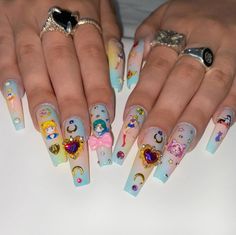 Acrylic Inspiration, Barbie Tingz, Anime Nails, Cute Acrylic Nail Designs, Work Nails, Glow Nails